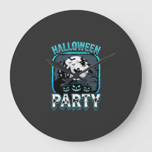 Halloween-Party-Geister-Kürbis-Vektordesign Große Wanduhr