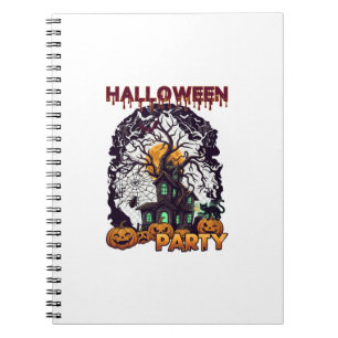 Halloween-Party Geisterhaus Baum Kürbisse Schwarz Notizblock