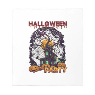 Halloween-Party Geisterhaus Baum Kürbisse Schwarz Notizblock