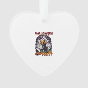 Halloween-Party Geisterhaus Baum Kürbisse Schwarz  Ornament