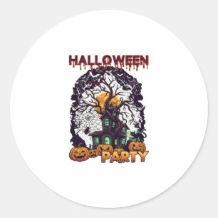 Halloween-Party Geisterhaus Baum Kürbisse Schwarz Runder Aufkleber