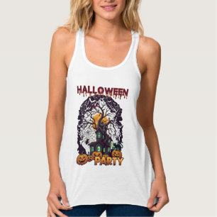 Halloween-Party Geisterhaus Baum Kürbisse Schwarz Tank Top