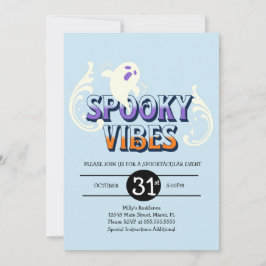 Halloween-Party Ghost Spooky Vibes Birthday Blue Einladung