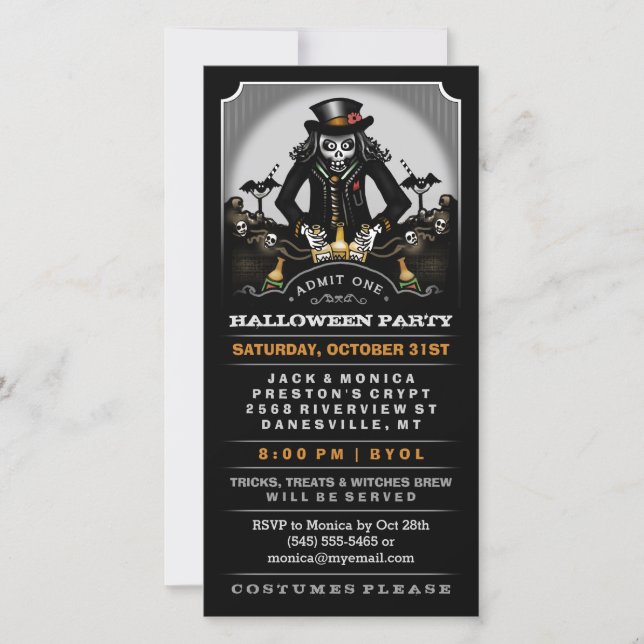 Halloween-Party Ghoulish Fun Einladung Ticket (Vorderseite)