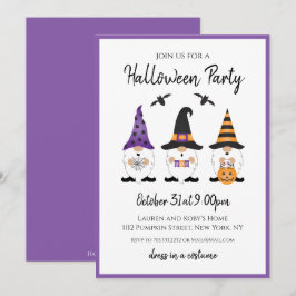 Halloween-Party Gnomes Lila Orange Einladung