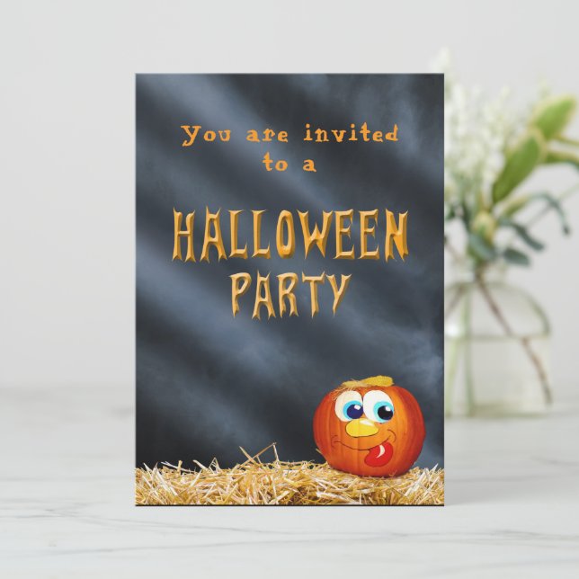 Halloween-Party goofy Pumpkin Einladung (Stehend Vorderseite)