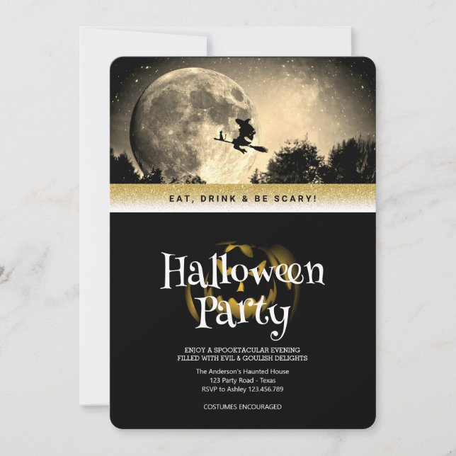 Halloween-Party Gothic Fantasy Moon Einladung (Vorderseite)