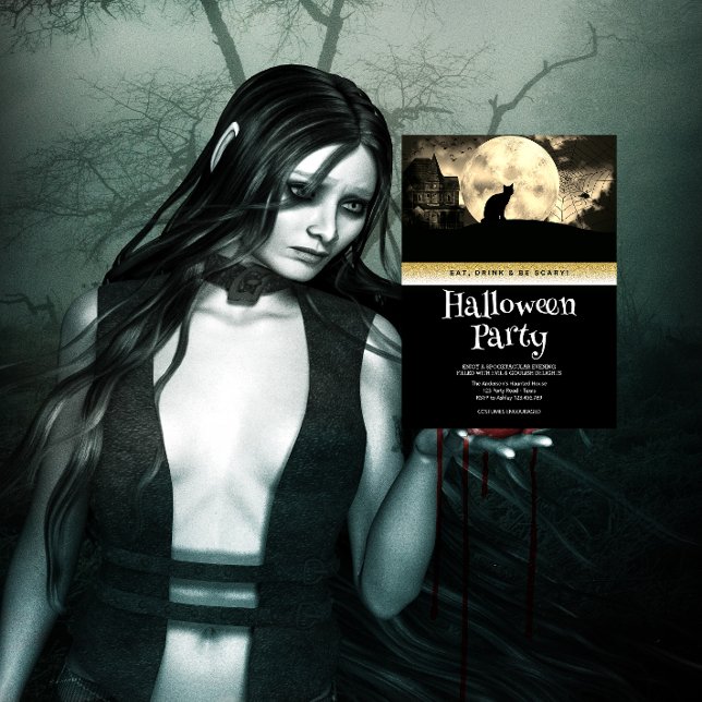 Halloween-Party Gothic Fantasy Moon Einladung (Von Creator hochgeladen)