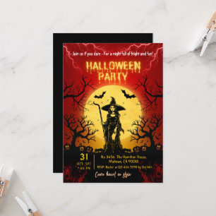 Halloween-Party Gothic Hexe Vollmond Fledermäuse G Einladung