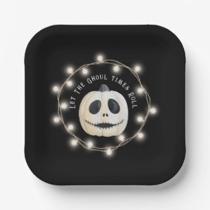 Halloween-Party Gothic Pumpkin Face Black Pappteller