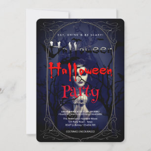 Halloween-Party Gotische Hexe und Spuk Haus Einladung