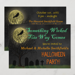Halloween-Party  Graveyard Crow und Moon Einladung
