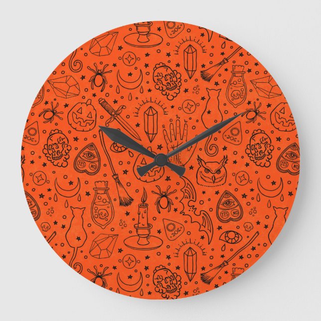 Halloween-Party Große Wanduhr (Vorderseite)