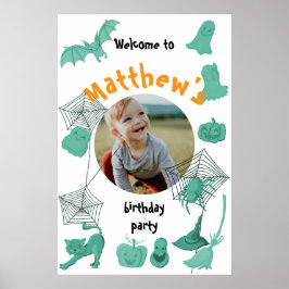 Halloween Party Grünes Willkommenspenster Poster