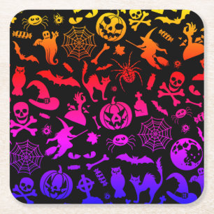 Halloween-Party Happy Halloween Neon spukhaft beän Rechteckiger Pappuntersetzer