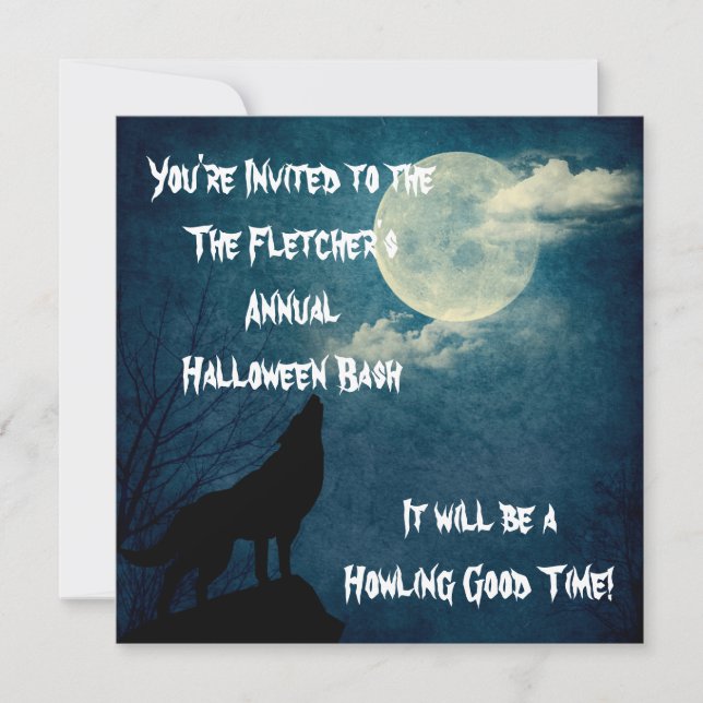 Halloween-Party-Heulenwolf-Vollmond Einladung (Vorderseite)
