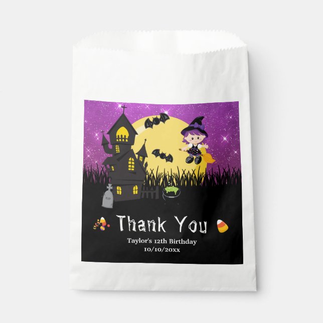Halloween Party Hexe Lila Geschenktütchen (Vorderseite)