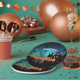 Halloween-Party Hexen Dark House Orange Pappteller