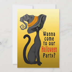 HALLOWEEN PARTY INVITATION - CHAT NOIR - CUTE