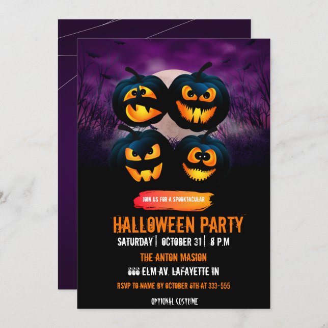 Halloween party invitation fully customizable einladung (Vorne/Hinten)