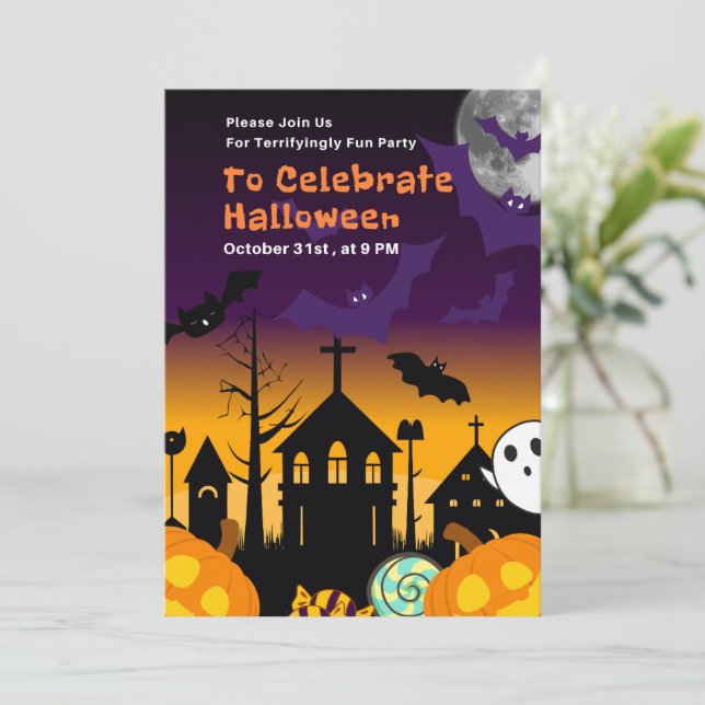 Halloween Party Invitation or Terrifyingly Fun Hal (Debout devant)