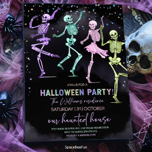 Halloween Party Invitation Skeletons Invitation