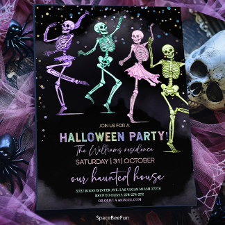 Halloween Party Invitation Skeletons Invitation