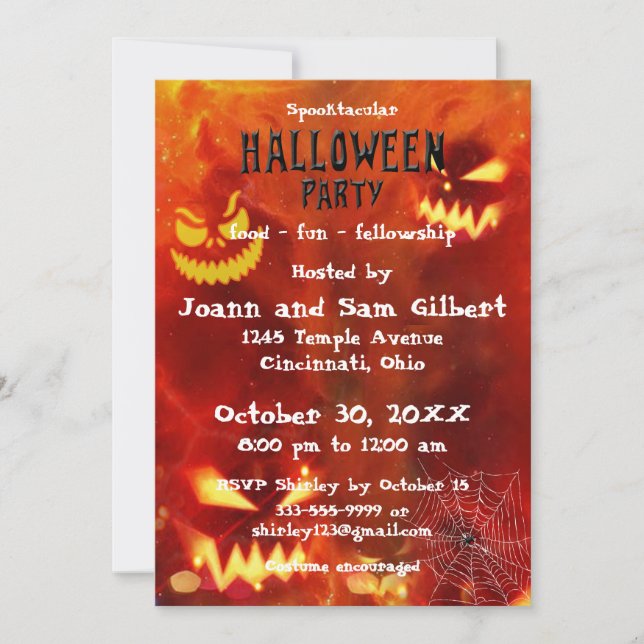 Halloween Party invitation Spooktacular design (Devant)
