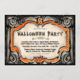 Halloween-Party Invite - Schwarz & Orange Grenze Einladung