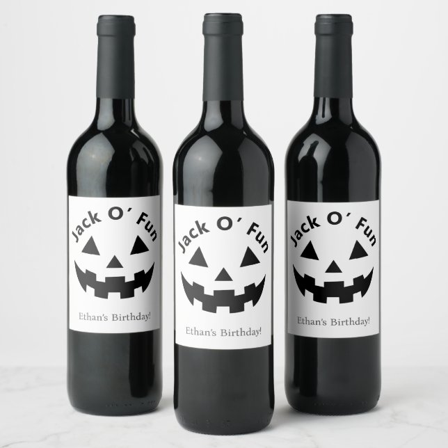 Halloween-Party | Jack O’ Fun Pumpkin Weinetikett (Flaschen)