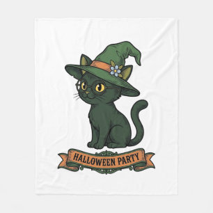 Halloween-Party-Katze Vintage-Vektordesign_1 Fleecedecke