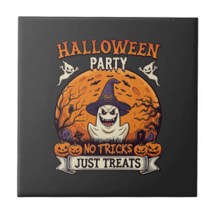 Halloween-Party Keine Tricks Nur Süßigkeiten Geist Fliese