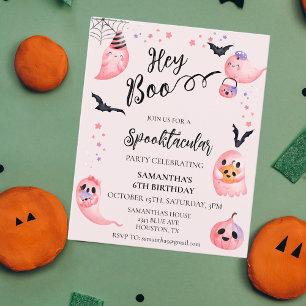 Halloween Party Kids Hey Boo Pink Geister