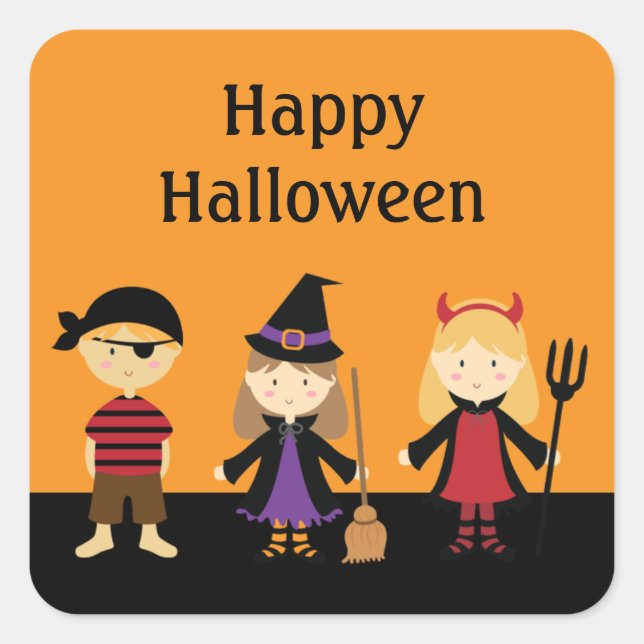 Halloween-Party Kostüme Kinder Gefallen Quadratischer Aufkleber (Vorderseite)