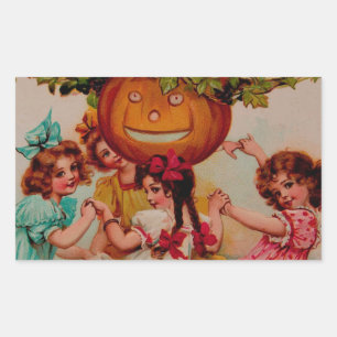 Halloween-Party Kürbis vintage Rechteckiger Aufkleber