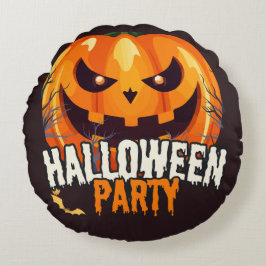 Halloween-Party – Kürbisgesicht-Design Rundes Kissen