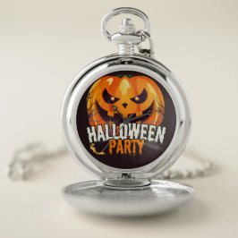 Halloween-Party – Kürbisgesicht-Design Taschenuhr