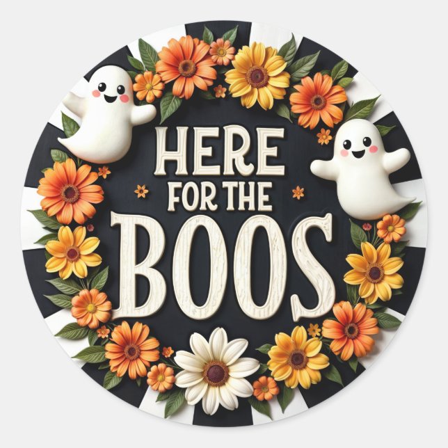 Halloween-Party liefert 'Here for the Boos' Runder Aufkleber (Vorderseite)