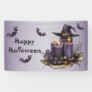 Halloween-Party Lila Kerzen Fledermäuse Spooky Beä Banner