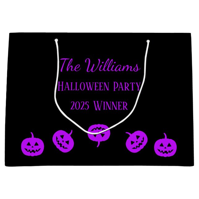 Halloween-Party Lila Pumpkins Große Geschenktüte (Vorderseite)