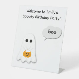 Halloween-Party | Minimales Ghost-Design Sockelschild