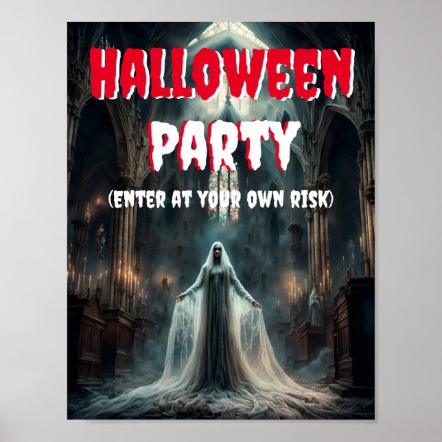 Halloween-Party mit Creepy Ghost Poster (Vorne)