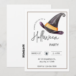 Halloween-Party mit eigener Marke Weiß und Schwarz Einladung