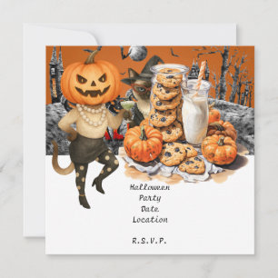 Halloween-Party mit Katzen und Kuchen Save The Date