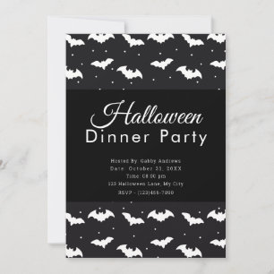 Halloween-Party mit Schwarz-Weiß-Flecht Einladung