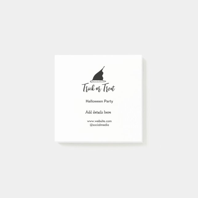 Halloween-Party mit schwarzen Hutdetails bespreche Post-it Klebezettel (Vorderseite)