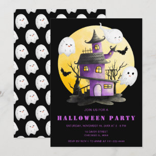 Halloween-Party mit Spuk Haus und Geistern Einladung