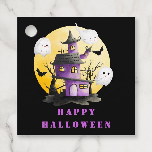 Halloween-Party mit Spuk Haus und Geistern Geschenkanhänger (Vorderseite)