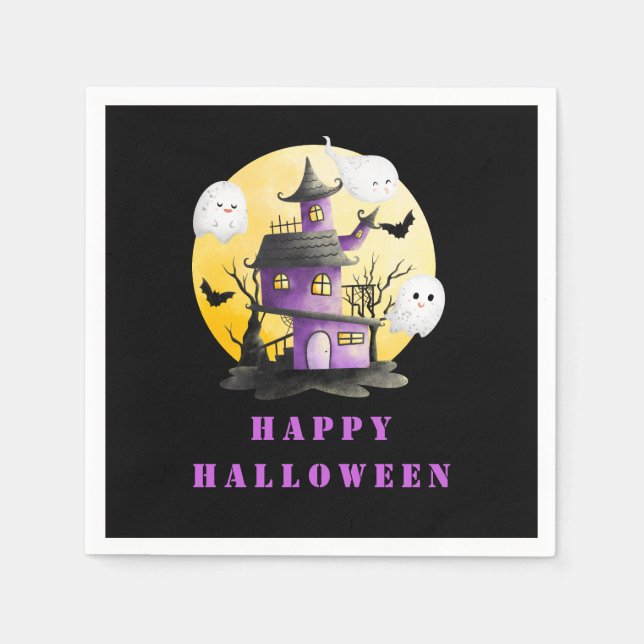 Halloween-Party mit Spuk Haus und Geistern Serviette (Vorderseite)