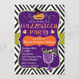 Halloween-Party Moderner Streifen Whimsical Einlad Einladung